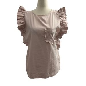Chepe Italy Pink Ruffle Sleeve Top Regular Size S | 34-9